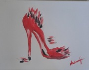 Czerwona szpilka"Hot" Ambrozja akryl 24x18 cm