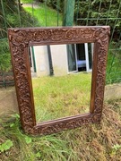 Lustro w rzeźbionej drewnianej ramie vintage antyk drewno rzeźbione 