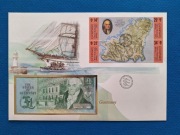 Koperta numizmatyczna z banknotem Guernsey 1 pound 