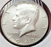 50 cent Half Dollar 1967 Piękna sztuka Srebro Ag400