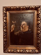 obraz olejny" Mnich z kielichem białego wina"