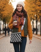 Czarno-biała torba listonoszka, ręcznie robiona