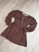 sukienka brązowa plisowana dekolt ZARA 36 S