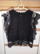 Czarna koronkowa krótka bluzka Rozmiar S