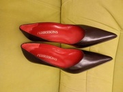 Nowe buty na obcasie skórzane 40 czarne Pehrssons szpiczaste