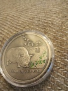 Niue Island Rok świni year pig 1 dollar srebro kolor ładna oksyda