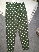 Lniane spodnie cygaretki z wysokim stanem w grochy zara