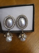 Nowe kolczyki perła cyrkonie eleganckie duże 