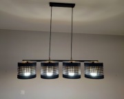 Duża wisząca lampa loft czarna nad stół 4 punktowa