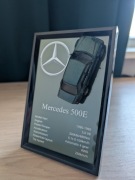 Grafika Mercedes 500E 10x15 ramka szkło dla fana motoryzacji