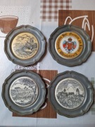 Cynowe talerzyki podstawki zestaw