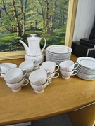 Zestaw porcelany Thomas Germany – serwis kawowy dla 12 osób ze srebrną lini