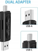 Czytnik kart SD, 4 w 1 USB C/USB 2.0 podwójny adapter kart pamięci