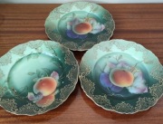 FRUITS la FRANCE Talerze porcelanowe malowane ręcznie vintage retro