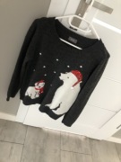 Świateczny sweterek niedzwiadki akryl Stan idealny 36