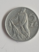 5 złotych 1958 rok rybak stan II/II+