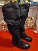 czarne kobiece kozaki za kolano 38 ocieplane jesień wiosna