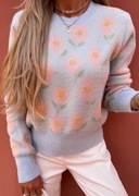 Sweter flowers niebieski 