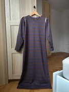 Brązowa sukienka w paski, vintage