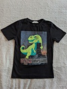 Czarna bluzka z krótkim rękawem w magiczne cekiny dinozaur H&M 122 - 128