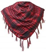 Chusta arafatka czerwona w kratę z frędzlami