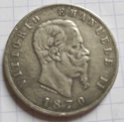 5 lirów Włochy z lat 1870, 1871,1873