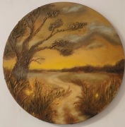 Obraz olejny okrągły pejzaż Świetliki