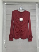 Bluzka bordo marszczona wyszczuplająca uni Michelle 