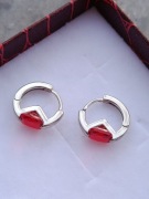 Kolczyki koła 13 mm czerwone kryształki srebro 925