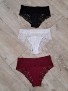 Majtki damskie koronkowe, wysoki stan - 3 szt. - rozm XL