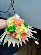 Stroik wiązanka wiosenna na suszonej palmie 