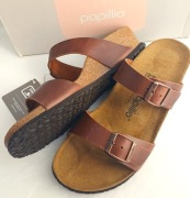 Skórzane sandały Birkenstock Papillio na koturnie r.38 brąz