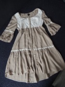 sukienka z ozdobną górką kwiatuszkami cottagecore wiskoza S