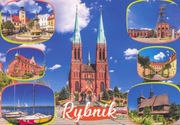 RYBNIK - Poczta - KWK - Bazylika - Pomnik JP II - Pocztówka.