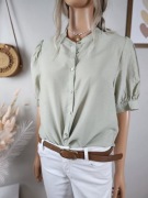 Bluzka Sofie Schnoor M 38 tencel szałwiowa zielona pufki krótki rękaw 