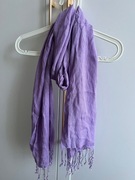 CHUSTA Szalik Szal damski apaszka frędzle fioletowy bawełna ESPRIT