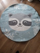 Śr. 140 cm OKRĄGŁY DYWAN LIMA KOŁO SZOP LISTKI PASTELOWY NIEBIESKI SZARY