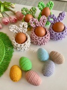 Koszyk na jajka pisanki na stół wielkanocny na szydełku rękodzieło