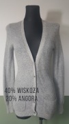 Atmosphere Szary kardigan Długi Angora Sweter Basic Wafel Wełna 34 XS