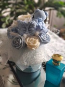 Flower box z misiem z ręcznie robionych świec sojowych 