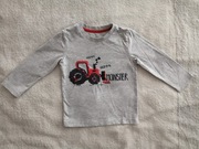Szara bluzka z długim rękawem traktor magiczne cekiny 80 - 86 jak nowa