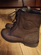 Botki Bugatti, damskie, sznurowane i na zamek, ciemny brąz, rozmiar 38