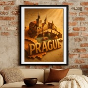 Praga - ilustracja w formie Miniaturowej Dioramy 3D - plakat 40x60cm