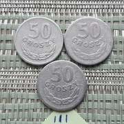 50 groszy 1957, Zestaw trzech rzadkich roczników, 
