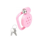 Mały lekki różowy płaski pas cnoty chastity cage 5 oringów 