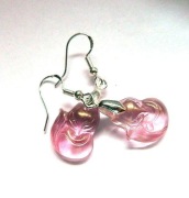 Kolczyki-wiewiórki, różowy kwarc tytanowy 