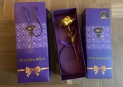 Nowa wieczna róża złota w ozdobnym pudełku prezent 