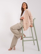 Beżowy damski sweter rozpinany z bawełną