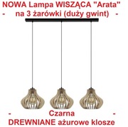 NOWA Lampa WISZĄCA Spot Light DREWNIANA czarna Wys. 110 cm szer. 31 cm