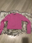 Sweterek różowy Bershka , xs-m, prążek, krótki, milutki 